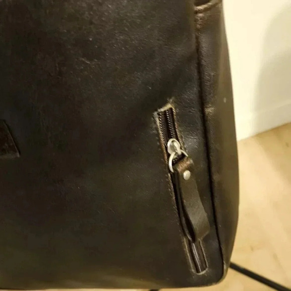 ADOLFO DOMINGUEZ Chocolate Brown Leather Crossbody/Messenger Handbag Purse - Picture 5 of 9